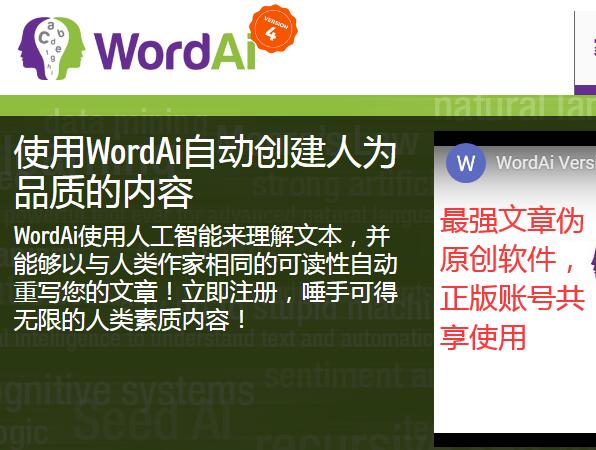 Wordai正版账号共享-最强英文伪原创软件-wordai支持段落句子伪原创-可读性好-图片1