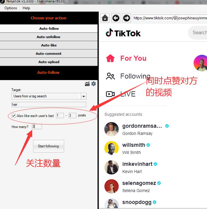 tiktok营销软件NinjaTok 加粉点 赞 中文图文教程-图片8