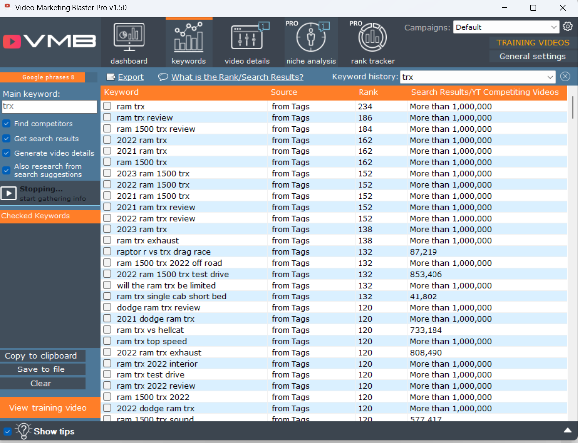 Video Marketing Blaster Pro -Youtube视频推广软件 视频关键词研究及排名