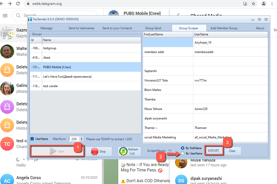 Texsender 最新版 Telegram 纸飞机批量发送消息 群组成员批量导出和邀请-图片17