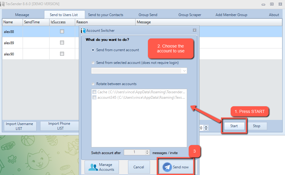 Texsender 最新版 Telegram 纸飞机批量发送消息 群组成员批量导出和邀请-图片7