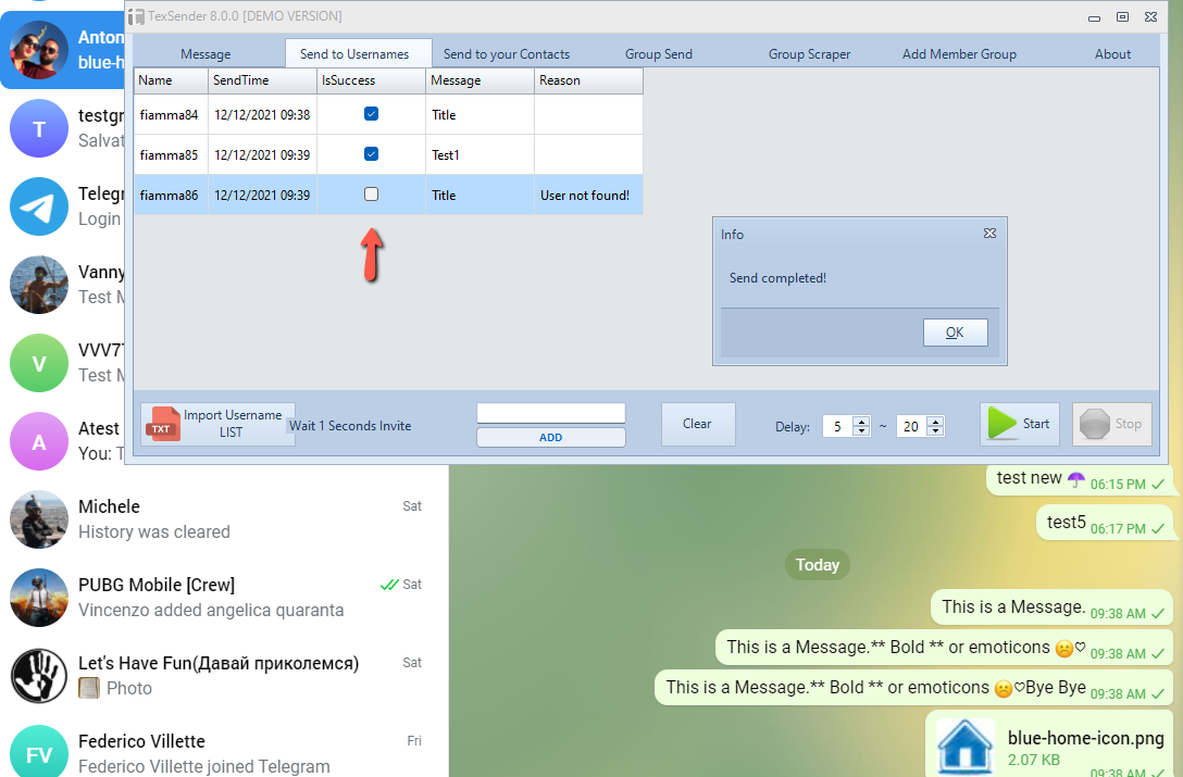 Texsender 最新版 Telegram 纸飞机批量发送消息 群组成员批量导出和邀请-图片8