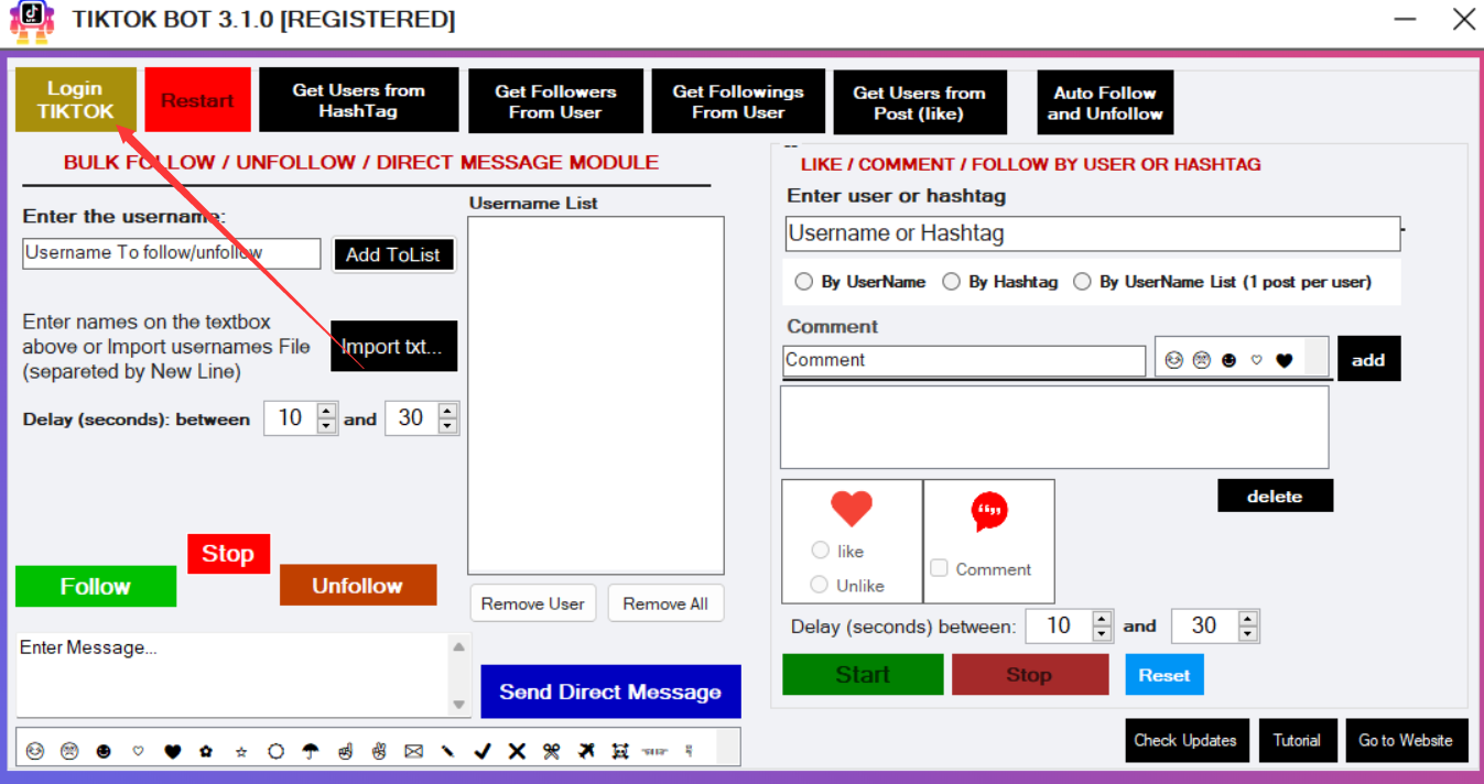 TIKTOK BOT PRO 最新版本Tiktok营销软件 批量加粉点赞留言私信-图片2