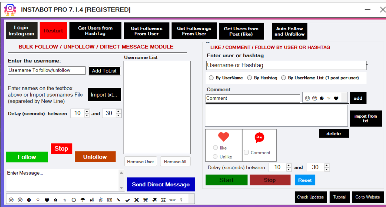 InstaBot Pro 最新instagram营销工具 支持ins批量加粉点赞私信留言等-图片1