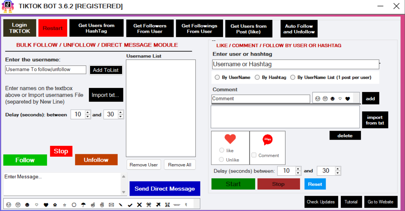 TIKTOK BOT PRO 最新版本Tiktok营销软件 批量加粉点赞留言私信-图片1