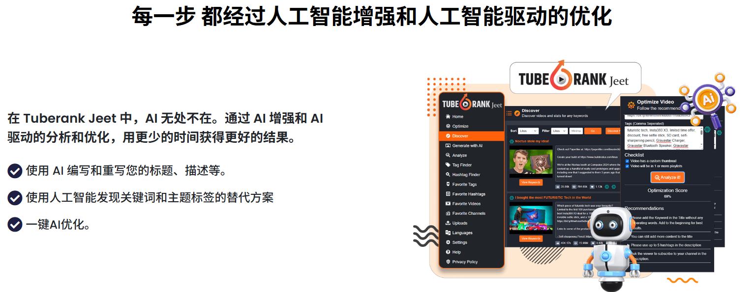 Tuberank Jeet 6 最新Youtube优化和排名工具 支持上传视频和AI智能优化-图片4